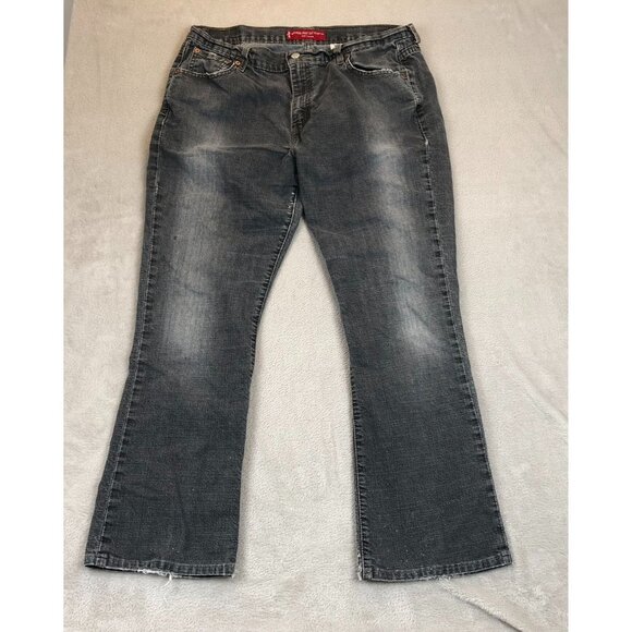 Levi's Women's 515 Jeans Size 16 Low Rise Bootcut Black Denim Medium Wash Y2K - Picture 15 of 16